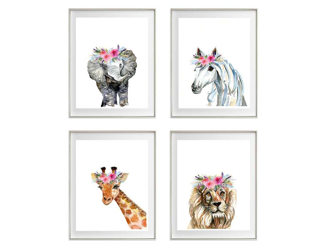 flower crown animals_set of 4_ink & ivy